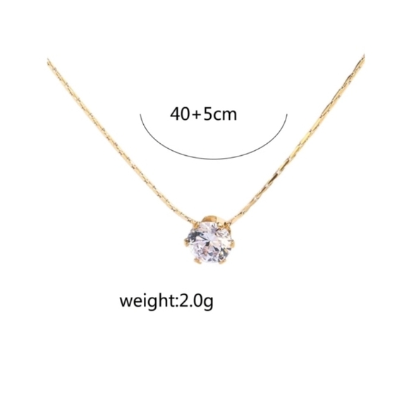 Anthropologie Delicate Diamond Solitaire Dainty Gold Necklace - Picture 3 of 5